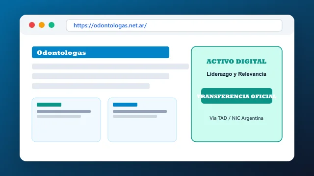 Vista del activo digital estratégico odontologas.net.ar y transferencia formal